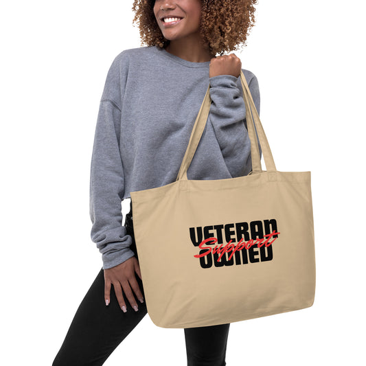 “Support Veteran Owned” Large organic tote bag